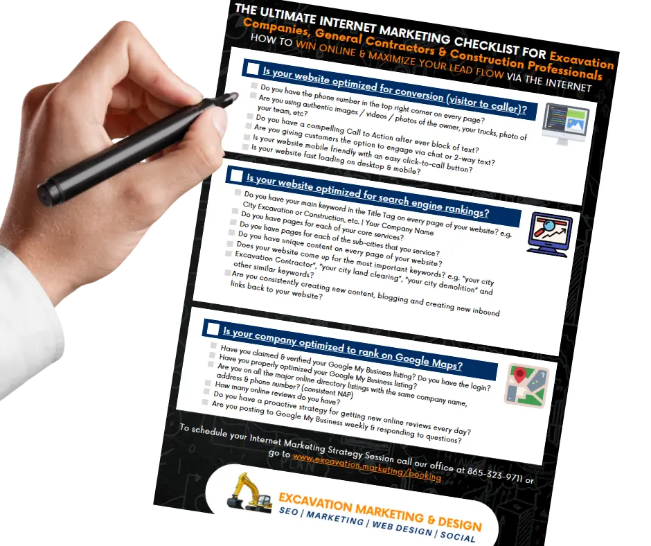 Excavating Marketing and Design Digital Marketing Checklist for Excavation and Construction Professionals